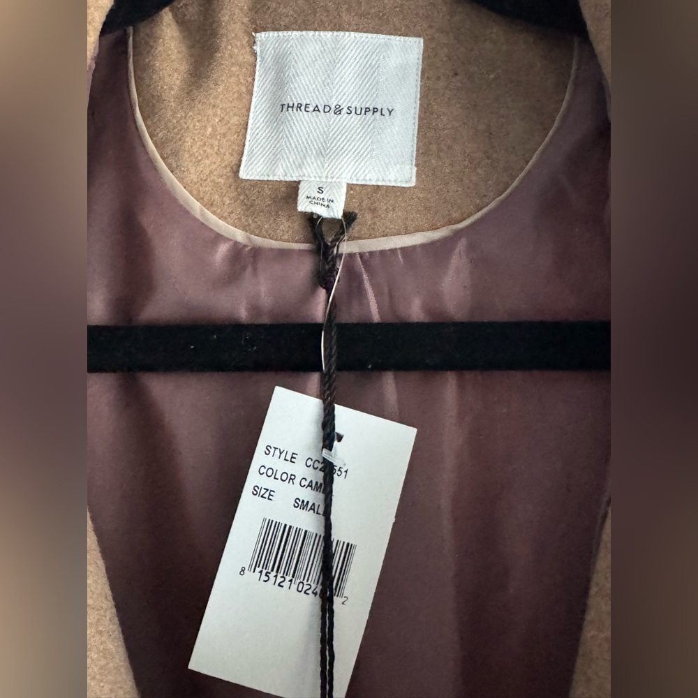 Thread & Supply NWT Women's Camel Double-Breasted Peacoat - Picture 4 of 7